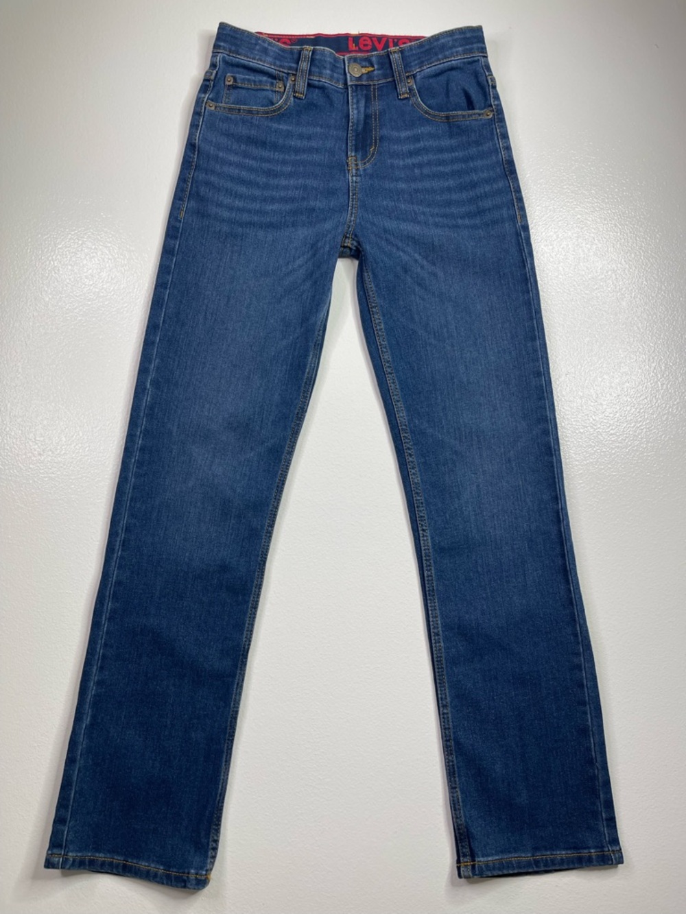Levi's 514 Straight Fit Performance Denim Blue Jeans Boys Size 14 Reg (27x29)